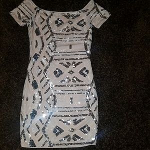 NWT Blush and Silver Sequin Party Dress